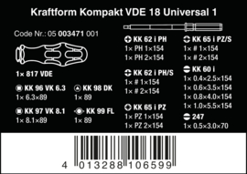 Wera 18-delig VDE-wisselklingenset Kraftform Kompakt 05003471001