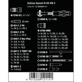 Wera 8100 SB 2 Zyklop Speed ratelset, 3/8" 05003594001