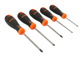 Bahco  BahcoFit schroevendraaierset met rubber greep, gleuf-, Pozidriv - 5-delig  B219.015