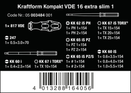 WERA Kraftform Kompakt VDE 16 extra slim 1, 16‑delig 05003484001