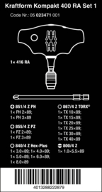 Wera Kraftform Kompakt 400 RA Set 1, 17‑delig 05023471001