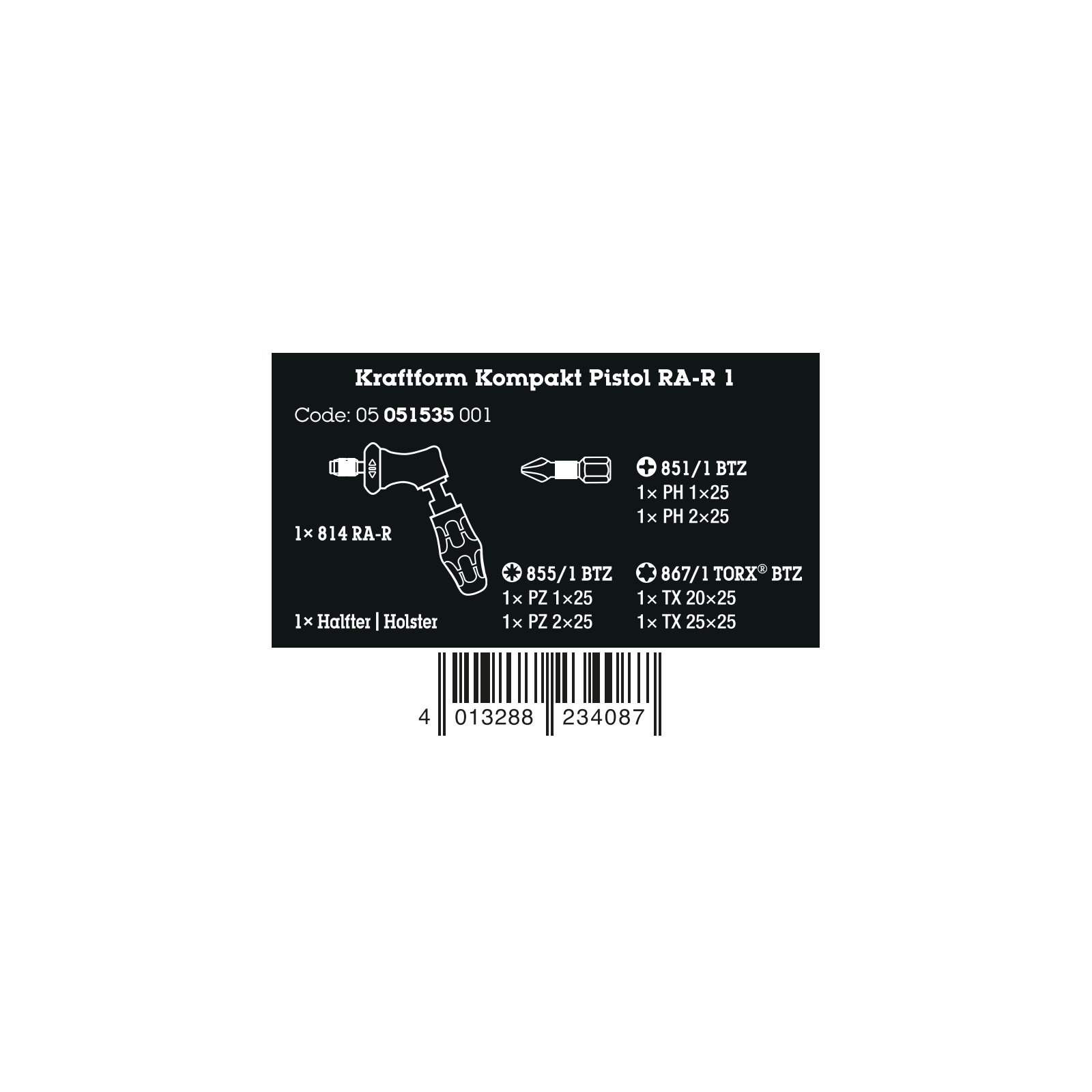 Wera Kraftform Kompakt Pistol RA -R 1, 7‑delig 05051535001