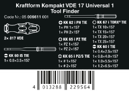 Wera Kraftform Kompakt VDE 17 Universal 1 Tool Finder, 17‑delig 05006611001