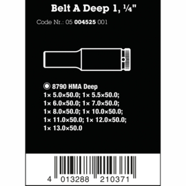 Wera Belt A Deep 1 Doppen set, met 1/4" - 9‑delig 05004525001
