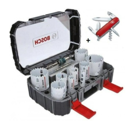 Bosch Accessoires 14-delige Gatzagenset Power-Change Hout en Metaal 20 - 76 mm + Victorinox mes  061599760L