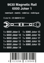 Wera 9630 Magneetstrip 6000 Joker 1 steek-ringratelsleutelset, 11‑delig 05020014001