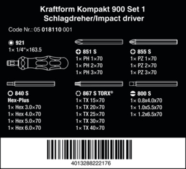 Wera Kraftform Kompakt 900 Set 1, 19‑delig 05018110001