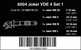 Wera 6004 Joker VDE 4 Set 1 VDE geïsoleerde, zelfinstellende steeksleutelset, 4‑delig 05020170001
