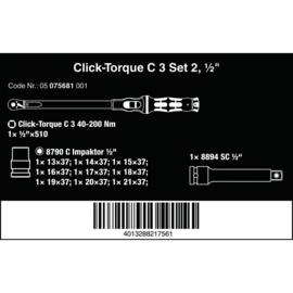 Wera Click-Torque C 3 Set 2 voor schroeven in de betonbouw, 40-200 Nm  05075681001