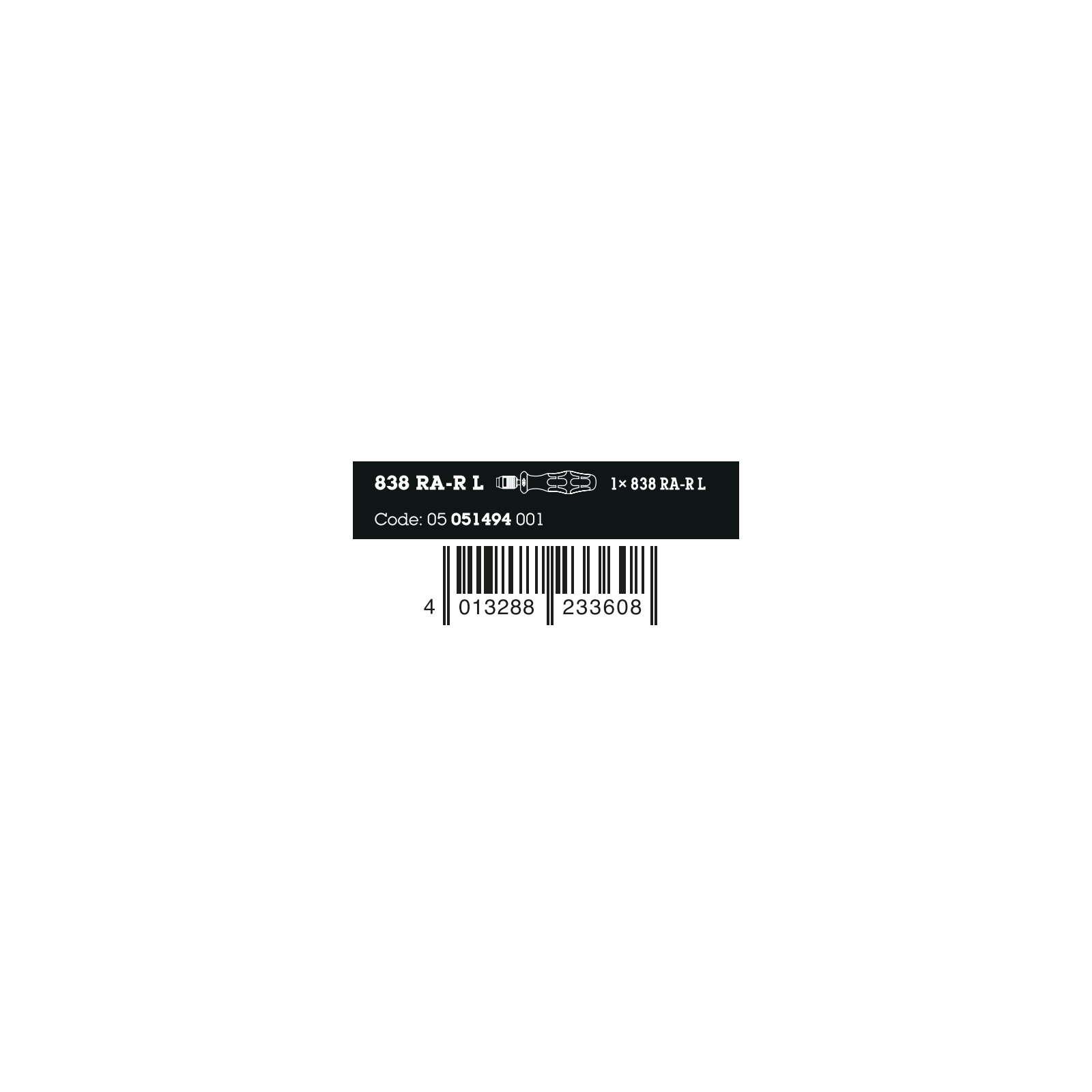 Wera 838 RA-R L bithandhouder met ratelfunctie, 1/4" 05051494001