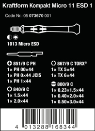 Wera Kraftform Kompakt Micro-Set ESD/11 SB, 11 -delig  05073670001