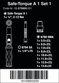Wera  Safe-Torque A 1 Set 1, 1/4" vierkant, 2-12 Nm, 10‑delig 05075830001