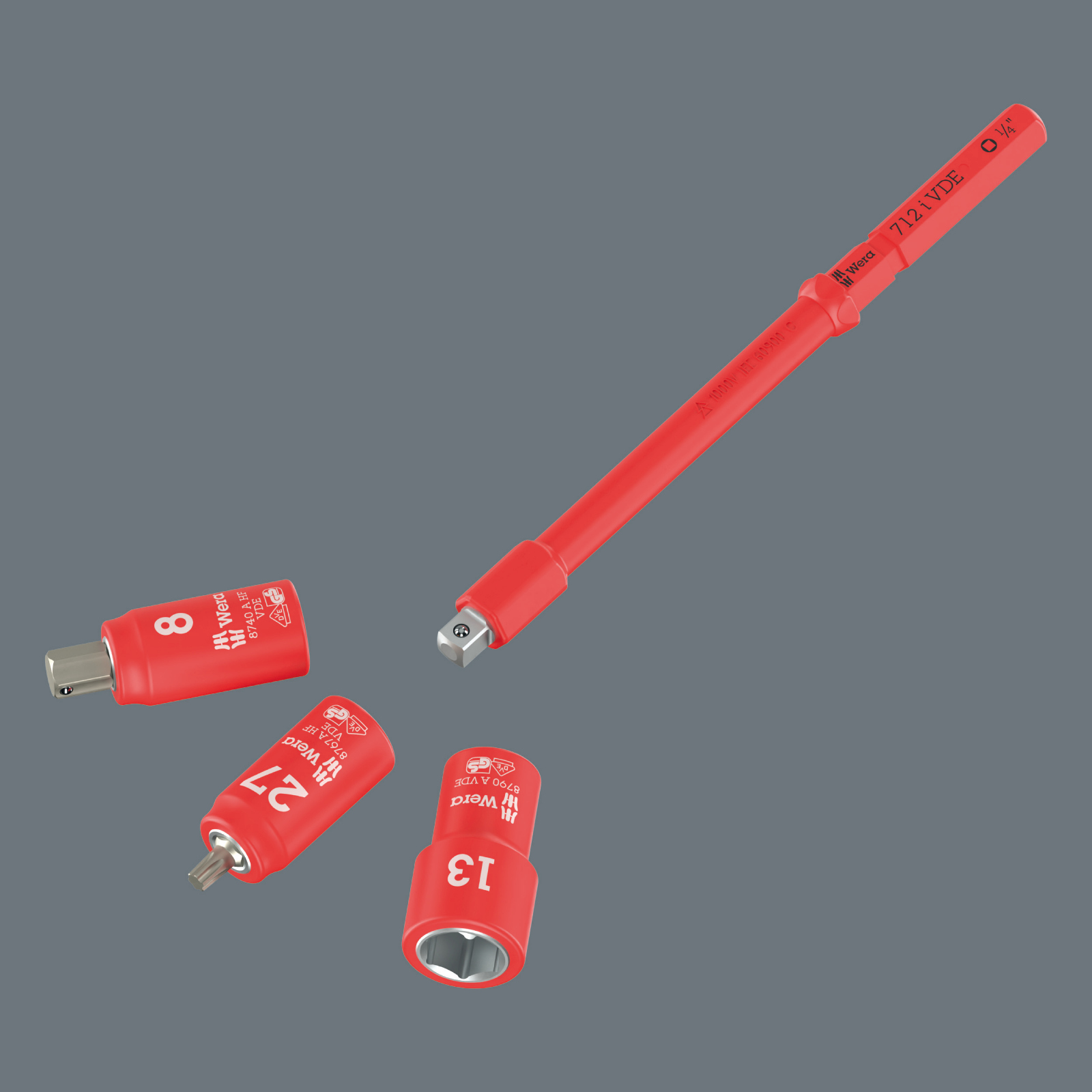 Wera Kraftform Kompakt A VDE 712 i adapterkling, geïsoleerd, voor 1/4" doppen 05006642001