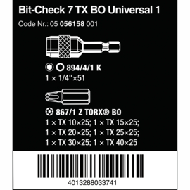 Wera Bit-Check 7 TX BO Universal 1 bitset, 7-delig 05056158001