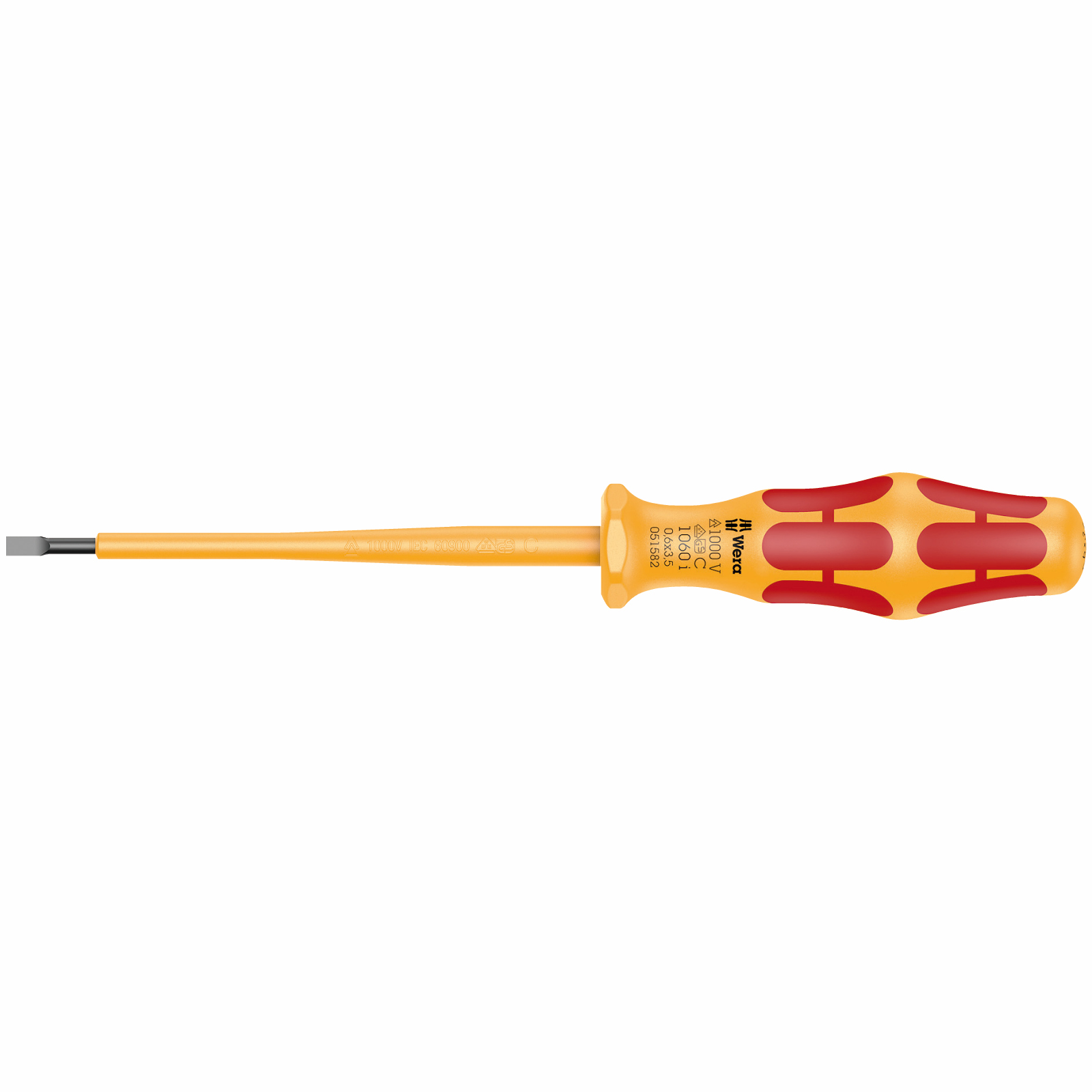 Wera 1060 i VDE-geïsoleerde Kraftform sleuf-schroevendraaier - 0,6x3,5x100mm
