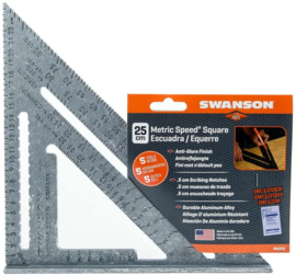 Swanson SW-EU202 Timmermans meetdriehoek 250 mm Metric Speed Square 5-in-1 tool