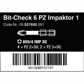 Wera Bit-Check 6 PZ Impaktor 1, 6-delig  05057692001