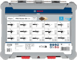 Bosch 15-delige gemengde freesset - schachtdiameter 8 mm - 2607017472