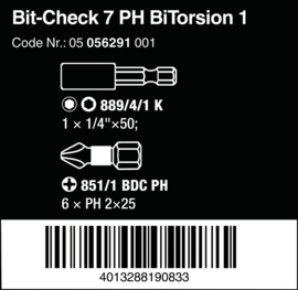 Wera Bit-Check 7 PH BiTorsion 1, 7-delig 05056291001