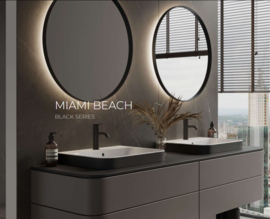 Martens Designs Miami beach, 800 mm mat zwart met indirecte verlichting rondom, aanzicht 5 mm