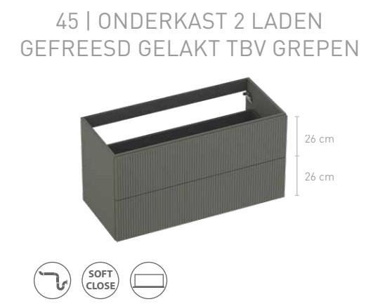 Onderkast 2 laden gefreesd gelakt tbv grepen