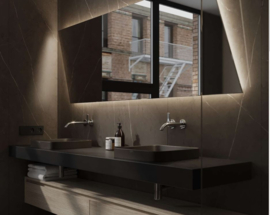 Martens Designs New York 1400 x 650 mm, ruit design spiegel incl. indirecte verlichting rondom