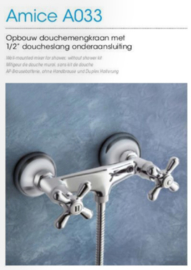 Amice A033 opbouw douchemengkraan met 1/2" doucheslang onderaansluiting