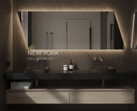 Martens Designs New York 1400 x 650 mm, ruit design spiegel incl. indirecte verlichting rondom