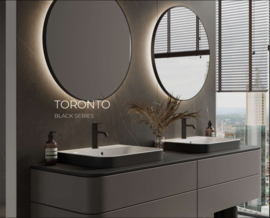 Martens Designs Toronto, 600 mm mat zwart met indirecte verlichting rondom, aanzichtrand 5 mm