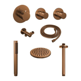 Thermostatische inbouw regendouche Ø200 set 3 5-GK-025 Copper edition