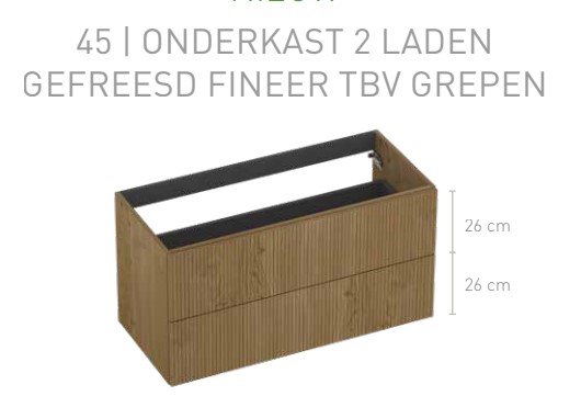 Onderkast 2 laden gefreesd fineer tbv grepen
