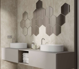 Martens Designs Hexagon 200 mm doorsnee Zilverkleurig spiegelglas