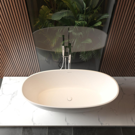 Wiesbaden Chiek vrijstaand ligbad 165 x 75 cm solid surface mat wit