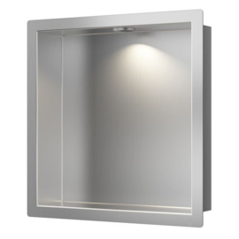 Demis inbouwnis met LED 30 x 30 x 7 cm RVS