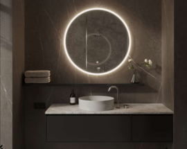 Martens Designs Porto, MD ronde spiegel 800 mm, met directe/indirecte verlichting rondom.