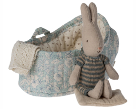 Maileg konijn, Micro Rabbit in reiswieg, Rabbit in carry cot, Micro, 14 cm