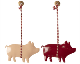 Maileg Metalen Varkens Ornamenten, Pig, 2 stuks