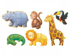 Djeco 6 puzzels, 4-6-9 stukjes, Safaridieren, 2+