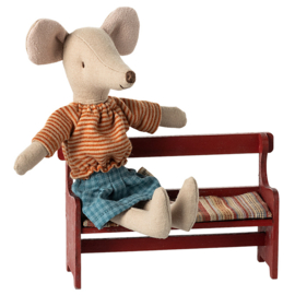 Maileg Houten Bankje voor Muizen, Bench Mouse, Red