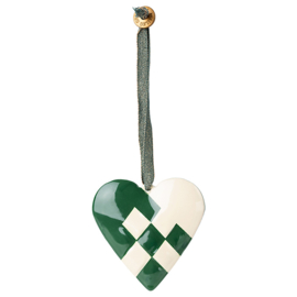 Maileg Metalen Ornament, Braided heart - Green