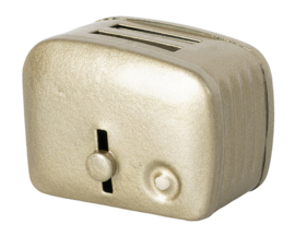 Maileg metalen Broodrooster, Miniature Toaster & Bread , 4 cm, zilver