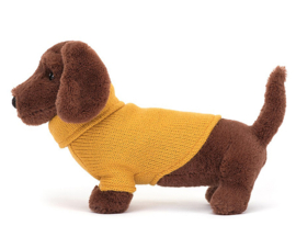 Jellycat Knuffel Teckel, Sweater Sausage Dog Yellow, 16 cm