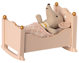 Maileg houten wiegje, Cradle, Baby mouse - Rose