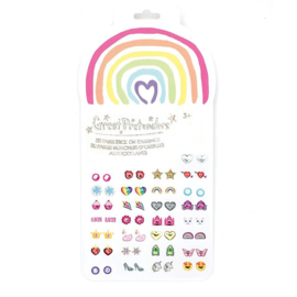 Plakoorbellen Rainbow Love, 60 stuks (30 paar)