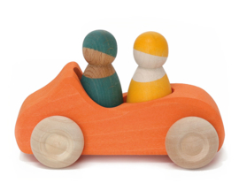 Grimm's houten Cabrio met 2 Poppetjes, Oranje