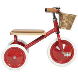 Banwood Trike Driewieler - Rood - met duwstang en mandje