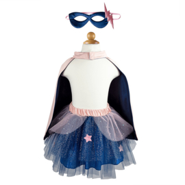 Superheldin Setje, Super-Duper Tutu, Cape en Masker, Pink/Navy, 4-6 jaar