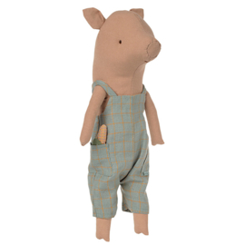 Maileg Knuffel Varken, Pig Overall, 34 cm