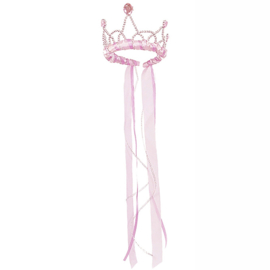 Roze Kroontje / Ribbon Tiara Pink