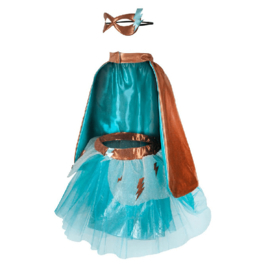 Superheldin Setje, Super-Duper Tutu, Cape en Masker, Copper/Teal, 4-6 jaar